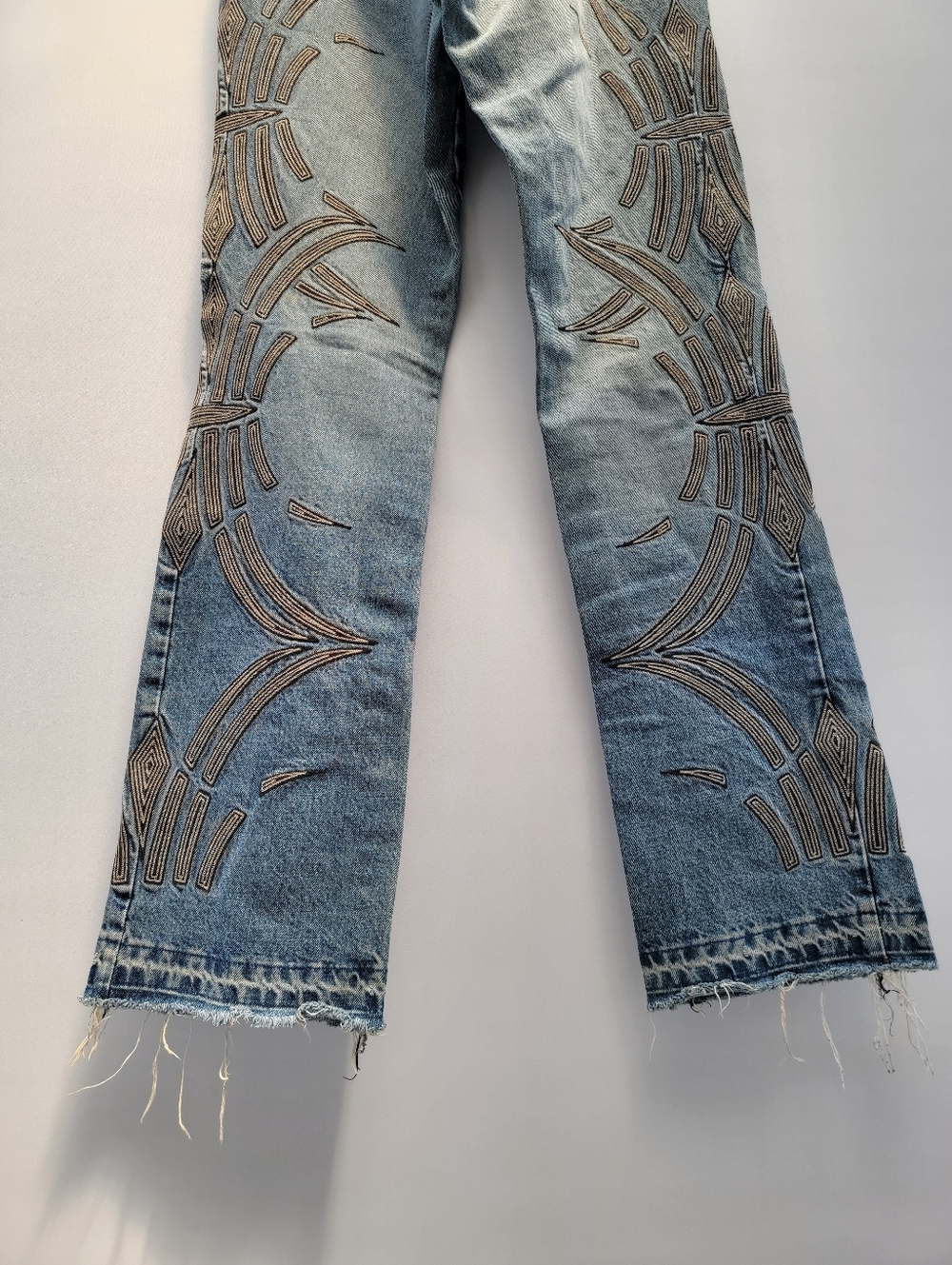 Roberto Cavalli Vintage Y2K Tribal Embroidered Blue Jeans Mens Size Medium W32 - Picture 11 of 16